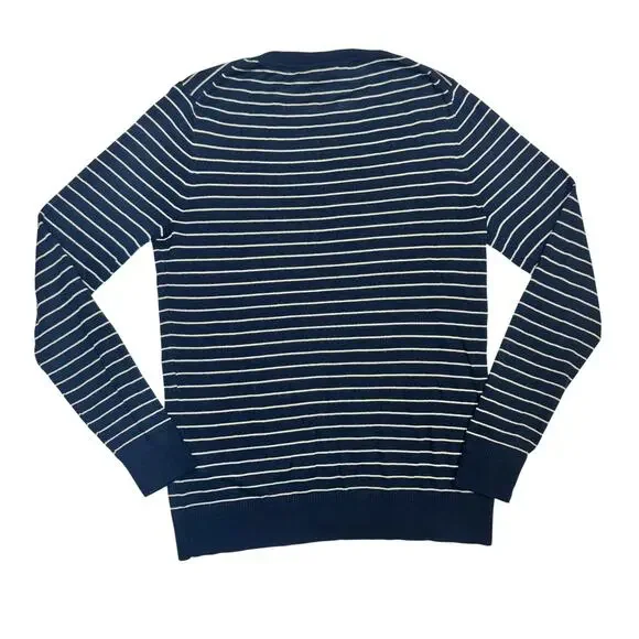 Banana Republic Silk Cashmere Striped Sweater Navy White Women’s Small Nautical - Picture 3 of 15